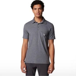 NWT Columbia Omni Shade Men's Gray Heather Polo with Chest Pocket PFG UPF 40